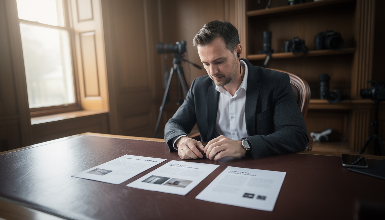 Fotograf przeglądający strukturę oferty pakietowej